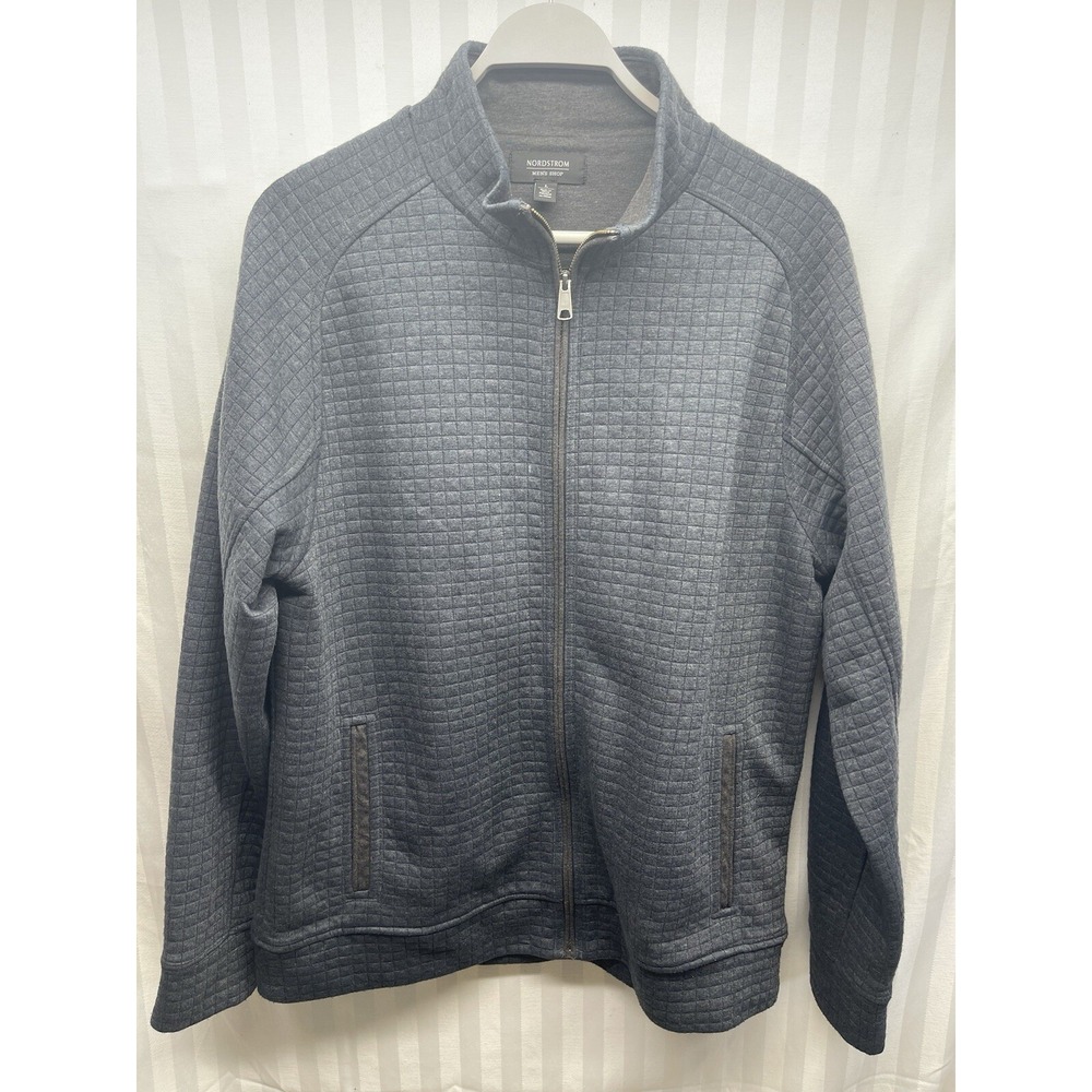Nordstroms Mens Shop Zip Up Jacket Sweater Pockets Gray Size Large‎
